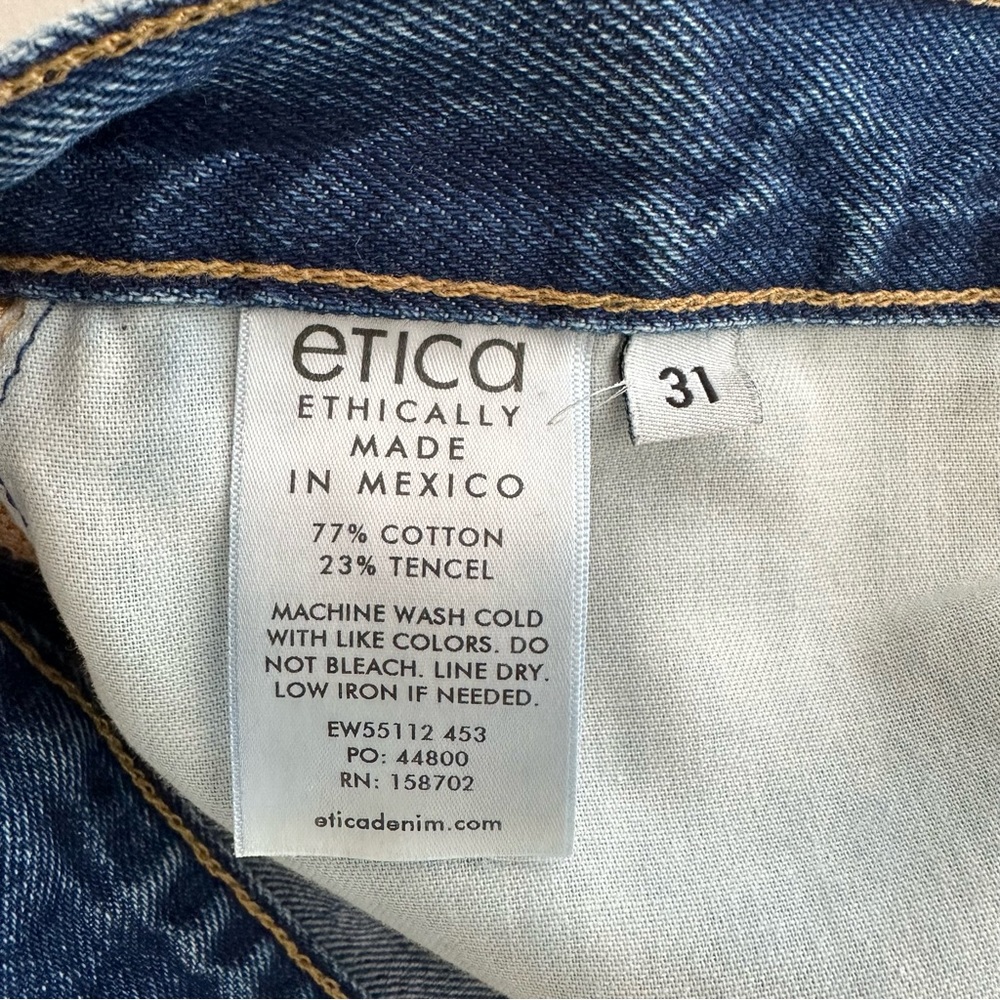 ÉTICA Distressed Denim Cutoff Midi Shorts Women’s Size 31 - Picture 5 of 9